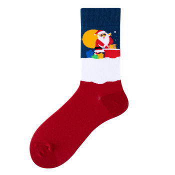 one pair stylish christmas cartoon patterns cotton crew socks#7