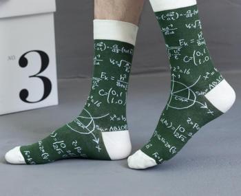 one pair stylish math function pattern all-match cotton crew socks