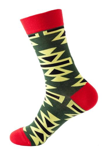 one pair stylish geometry pattern all-match cotton crew socks