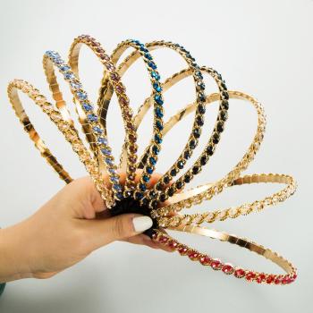 one pc stylish new crystal beaded alloy all match hair hoop(width:0.6cm)