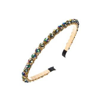 one pc stylish new multicolor crystal beaded alloy chain hair hoop(width:0.7cm)