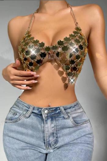 sexy heart shape acrylic all-match halter neck vest body jewelry