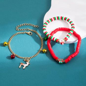 three pics new stylish christmas elk bell decor bracelets sets(mixed length)