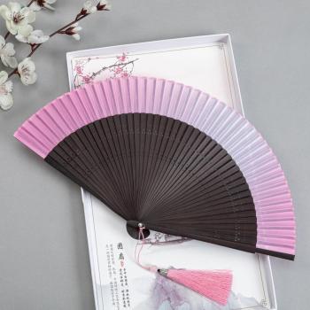 one pc stylish bamboo gradient color tassel dance folding fan 22*42cm