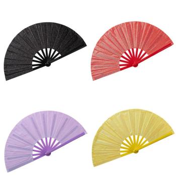 one pc stylish plastic 6 colors dance folding fan 33*65cm