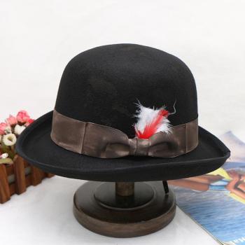 one pc stylish new feather bow decor crimping top hat 55-59cm