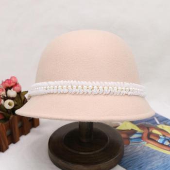 one pc stylish new pearl chain tweed bucket hat 54-57cm