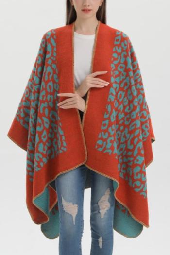 one pc stylish leopard contrast color imitation cashmere warm scarf 130*150cm