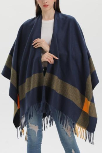 one pc lattice contrast color tassel  imitation cashmere warm scarf 130*150cm