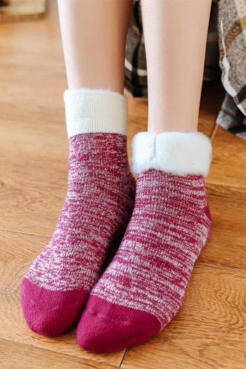 one pair new stylish 6 colors anti-slip design thicken warm crew socks