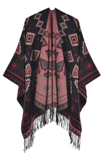 one pc contrast color tassel geometric imitation cashmere warm scarf 130*150cm