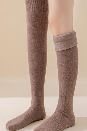 one pair new stylish 5 colors solid color warm thigh socks