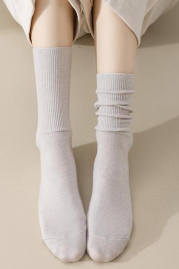 one pair new stylish 5 colors solid color thicken crew socks