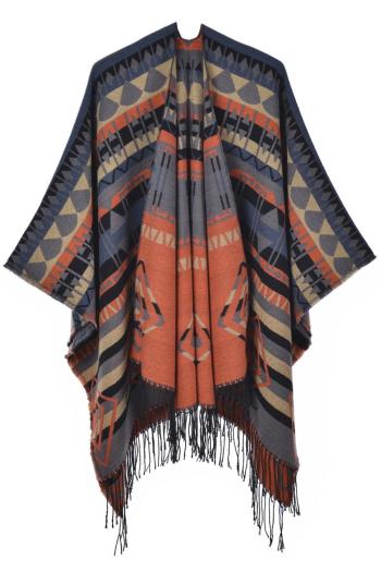 one piece contrast color geometric imitation cashmere warm scarf 130*150cm