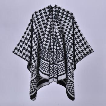 one piece stylish houndstooth jacquard imitation cashmere warm scarf 130*150cm
