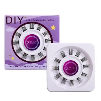 new segmented single cluster with glue strip natural simulation eyelashes with box