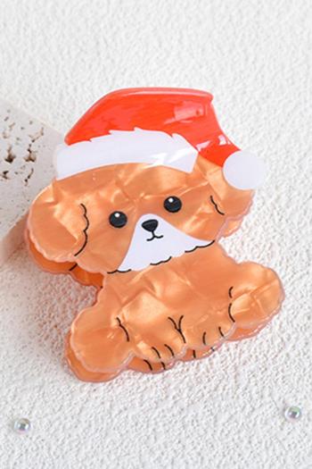 one pc acrylic christmas teddy dog shape hair clip(length:5.8cm)