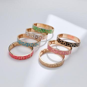 one pc 7 colors colorful oil dripping open design alloy bracelet(width:1.3cm)