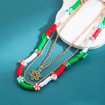 one pc stylish new christmas beaded snowflake pendant necklace(mixed length)