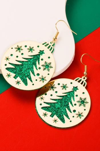 one pair new stylish christmas tree hollow design alloy earrings(length:6cm)