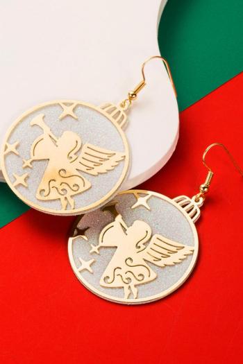 one pair new stylish christmas angel hollow design alloy earrings(length:6cm)