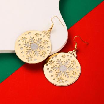 one pair stylish christmas snowflake hollow design alloy earrings(length:6cm)