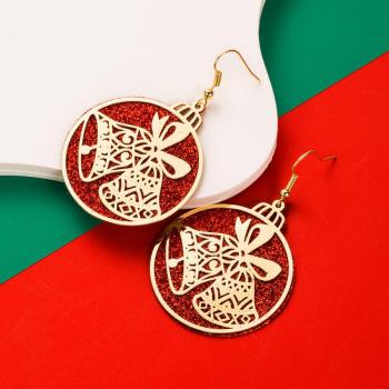 one pair stylish christmas bell hollow design alloy earrings(length:6cm)