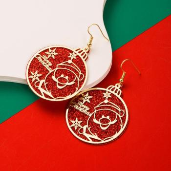one pair stylish christmas santa claus hollow design alloy earrings(length:6cm)