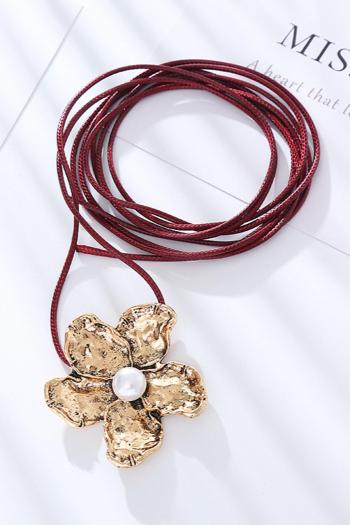 one pc stylish new flower alloy pendant lace-up necklace(length:170cm)