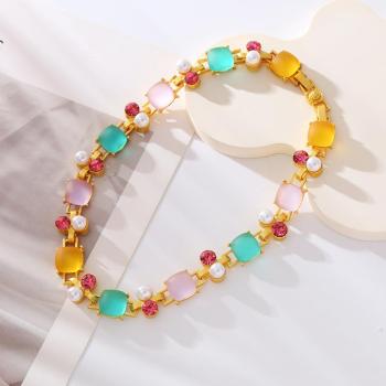 one pc stylish new multicolor resin pearl decor bracelets(length:20cm)