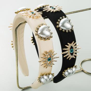 one pc stylish new baroque heart pearl decor hair hoop(width:3cm)