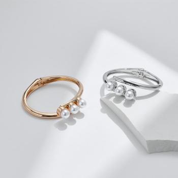 one pc pearl all-match open design alloy bracelet(width:1.25cm)