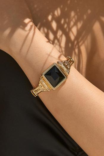 one pc simple square gem all-match open design alloy bracelet(width:2.48cm)