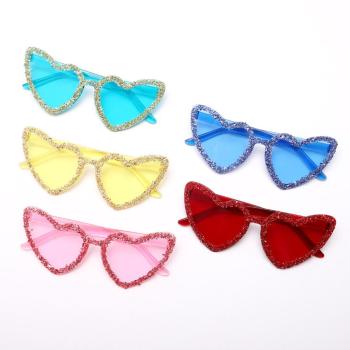 one pc stylish new 5 colors heart shape rhinestone uv protection sunglasses