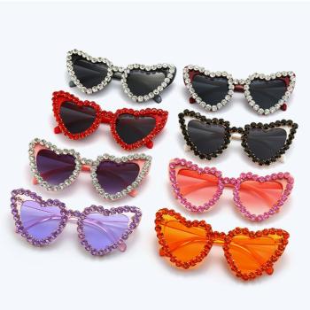 one pc stylish new 8 colors heart frame rhinestone uv protection sunglasses