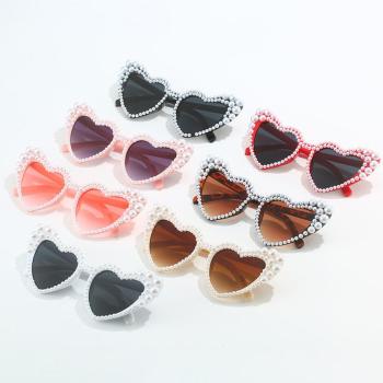 one pc stylish new 7 colors pearl heart frame uv protection sunglasses