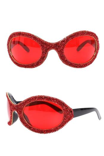 one pc stylish new 7 colors big round frame rhinestone uv protection sunglasses