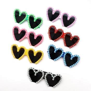one pc stylish new 7 colors heart half frame pearl uv protection sunglasses