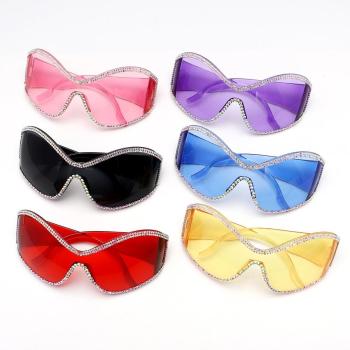 one pc stylish new 6 colors rhinestone decor big uv protection sunglasses