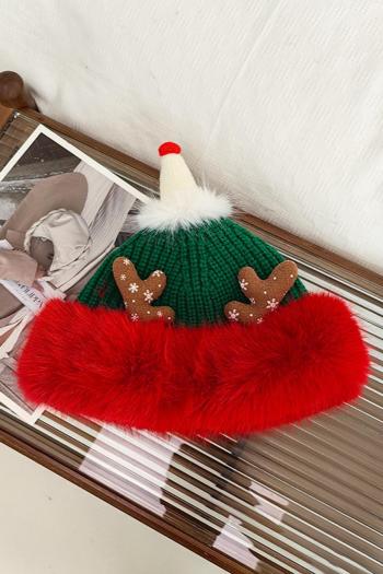 one pc stylish new christmas elk antlers decor knitted beanie 56-58cm