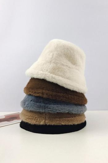 one pc stylish new 5 colors solid color plush warm bucket hat 56-58cm