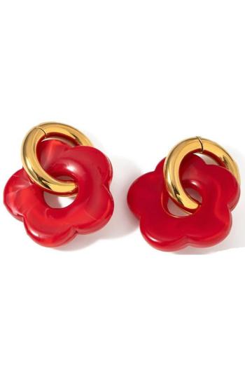 one pair stylish stainless flower shape resin all match earrings(length:3.24cm)