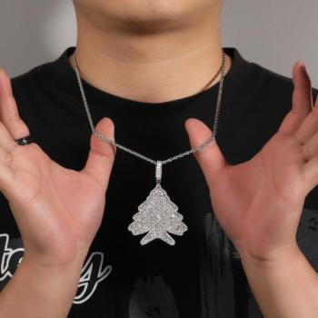 one pc rhinestones christmas tree pendant necklace(length:60cm)