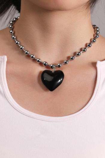one pc hip hop black heart shape stainless steel necklace(length:40cm)