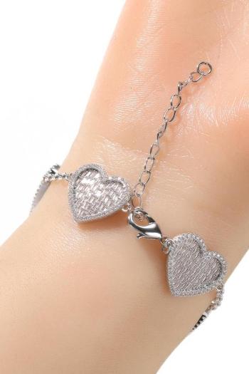 one pc light luxury rhinestone heart-shaped adjustable bracelet(length:18cm)