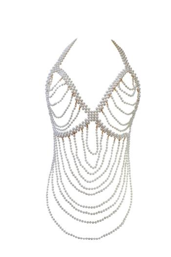 one piece new sexy stylish multi-layers chain tassel pearl body jewelry