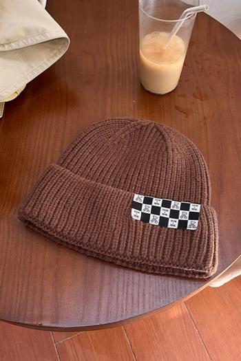one pc stylish new 6 colors lattice labeling knitted beanie 56-58cm