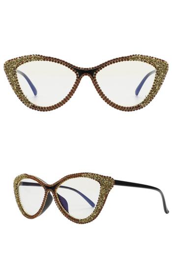 one pc stylish new 4 colors rhinestone chain decor frame plain glasses