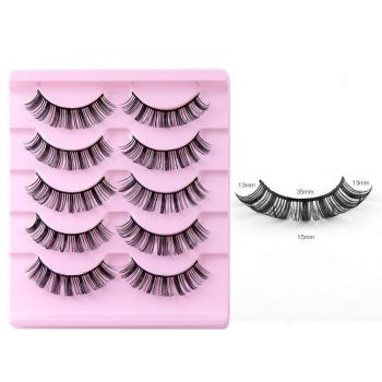 five pair new stylish solid color synthetic cross false eyelashes with box#5(length:35mm)
