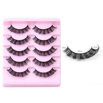 five pair new stylish solid color synthetic cross false eyelashes with box#7(length:35mm)